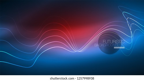 Brillante ola abstracta en movimiento oscuro y brillante, Navidad y Año Nuevo mágico luz espacial. Fondo abstracto Vector Techno