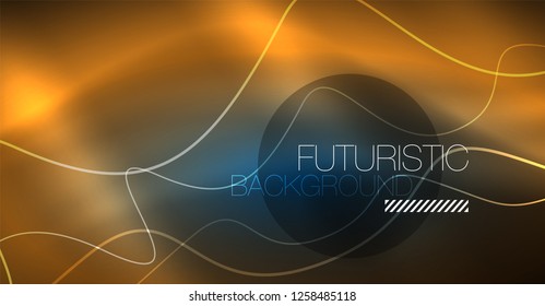 Glowing abstract wave on dark, shiny motion, Christmas and New Year magic space light. Vector techno abstract background
