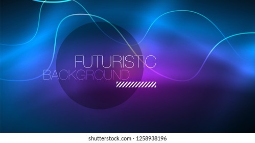 Brillante ola abstracta en movimiento oscuro y brillante, Navidad y Año Nuevo mágico luz espacial. Fondo abstracto Vector Techno