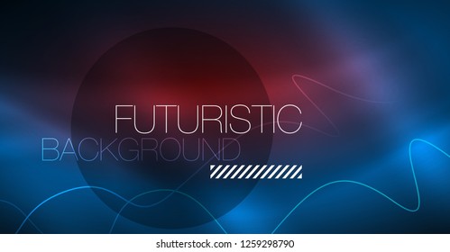 Glowing abstract wave on dark, shiny motion, Christmas and New Year magic space light. Vector techno abstract background