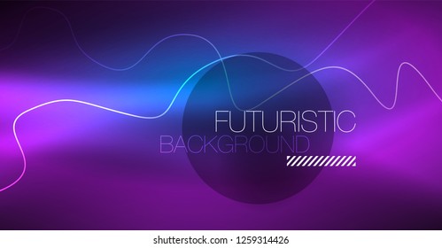 Glowing abstract wave on dark, shiny motion, Christmas and New Year magic space light. Vector techno abstract background