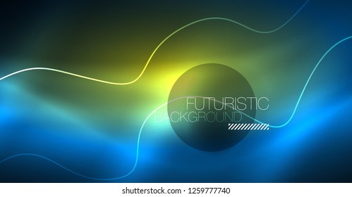 Brillante ola abstracta en movimiento oscuro y brillante, Navidad y Año Nuevo mágico luz espacial. Fondo abstracto Vector Techno