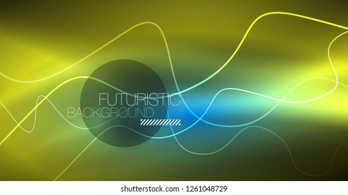 Brillante ola abstracta en movimiento oscuro y brillante, Navidad y Año Nuevo mágico luz espacial. Fondo abstracto Vector Techno