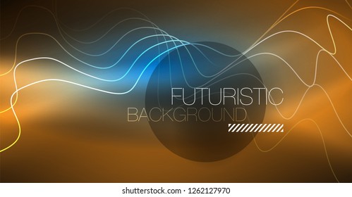 Brillante ola abstracta en movimiento oscuro y brillante, Navidad y Año Nuevo mágico luz espacial. Fondo abstracto Vector Techno