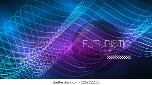 Brillante ola abstracta en movimiento oscuro y brillante, Navidad y Año Nuevo mágico luz espacial. Fondo abstracto Vector Techno