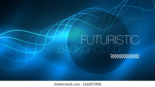 Brillante ola abstracta en movimiento oscuro y brillante, Navidad y Año Nuevo mágico luz espacial. Fondo abstracto Vector Techno