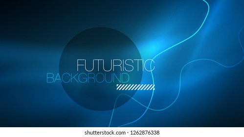 Glowing abstract wave on dark, shiny motion, Christmas and New Year magic space light. Vector techno abstract background