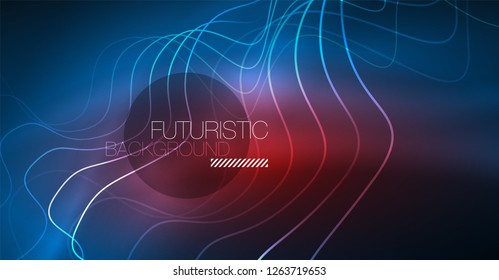 Brillante ola abstracta en movimiento oscuro y brillante, Navidad y Año Nuevo mágico luz espacial. Fondo abstracto Vector Techno