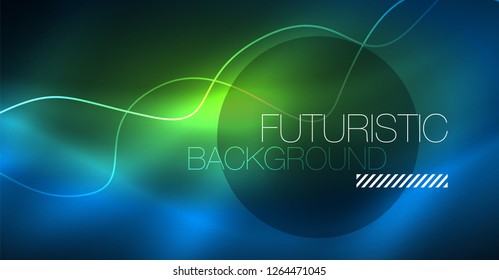 Brillante ola abstracta en movimiento oscuro y brillante, Navidad y Año Nuevo mágico luz espacial. Fondo abstracto Vector Techno