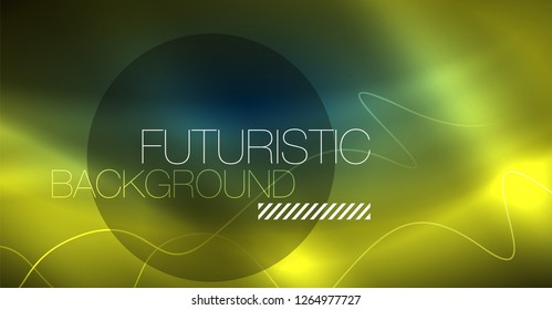 Glowing abstract wave on dark, shiny motion, Christmas and New Year magic space light. Vector techno abstract background