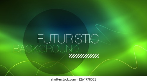 Glowing abstract wave on dark, shiny motion, Christmas and New Year magic space light. Vector techno abstract background