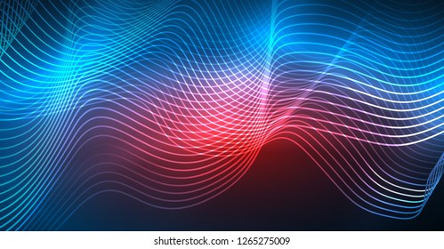 Brillante ola abstracta en movimiento oscuro y brillante, Navidad y Año Nuevo mágico luz espacial. Fondo abstracto Vector Techno
