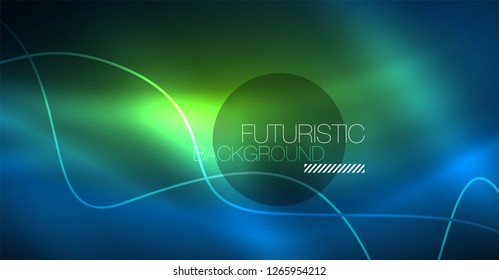 Brillante ola abstracta en movimiento oscuro y brillante, Navidad y Año Nuevo mágico luz espacial. Fondo abstracto Vector Techno