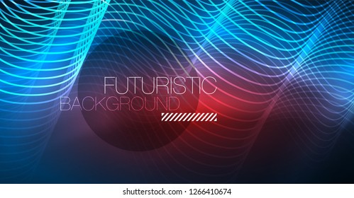 Brillante ola abstracta en movimiento oscuro y brillante, Navidad y Año Nuevo mágico luz espacial. Fondo abstracto Vector Techno