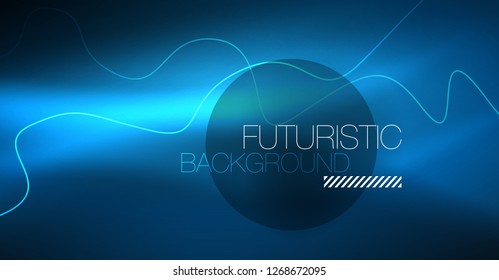Glowing abstract wave on dark, shiny motion, Christmas and New Year magic space light. Vector techno abstract background