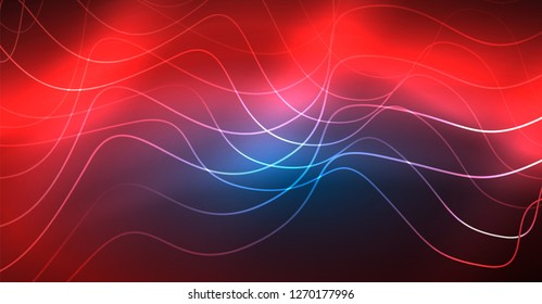 Brillante ola abstracta en movimiento oscuro y brillante, Navidad y Año Nuevo mágico luz espacial. Fondo abstracto Vector Techno