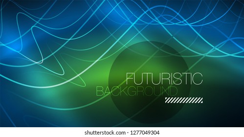 Brillante ola abstracta en movimiento oscuro y brillante, Navidad y Año Nuevo mágico luz espacial. Fondo abstracto Vector Techno