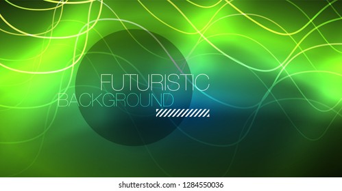 Brillante ola abstracta en movimiento oscuro y brillante, Navidad y Año Nuevo mágico luz espacial. Fondo abstracto Vector Techno