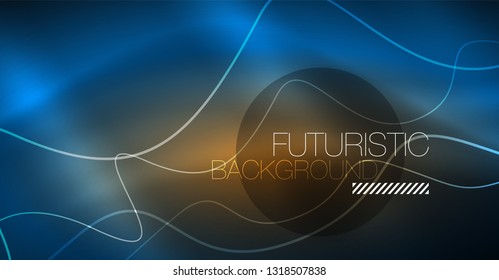 Glowing abstract wave on dark, shiny motion, Christmas and New Year magic space light. Vector techno abstract background