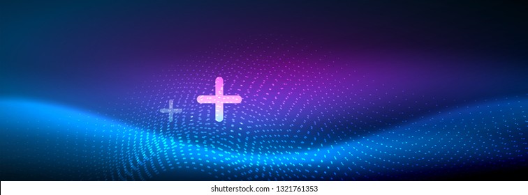 Glühende abstrakte Welle auf dunkler, glänzender Bewegung, zauberhaftes Raumlicht. Abstraktes Vektorgrafik-Hintergrunddesign