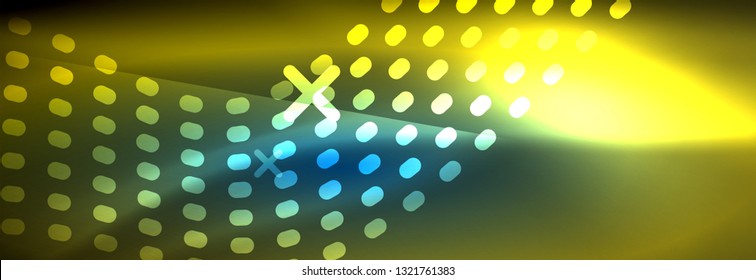 Glowing abstract wave on dark, shiny motion, magic space light. Vector techno abstract background design