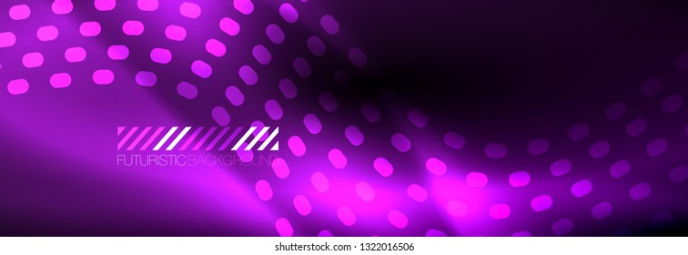 Glowing abstract wave on dark, shiny motion, Christmas and New Year magic space light. Vector techno abstract background