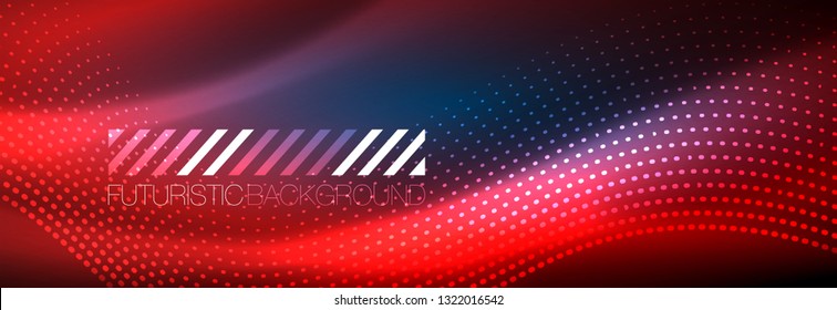Ola abstracta brillante en movimiento oscuro y brillante, luz espacial mágica. Diseño de fondo abstracto de vector techno