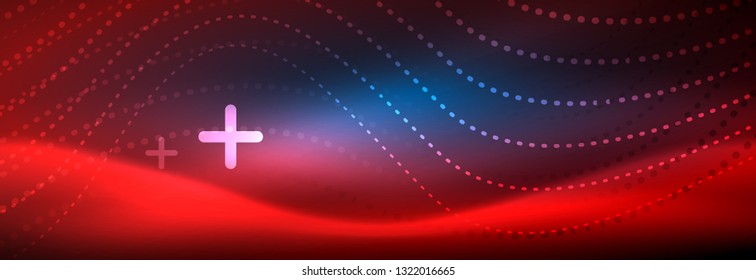 Ola abstracta brillante en movimiento oscuro y brillante, luz espacial mágica. Diseño de fondo abstracto de vector techno
