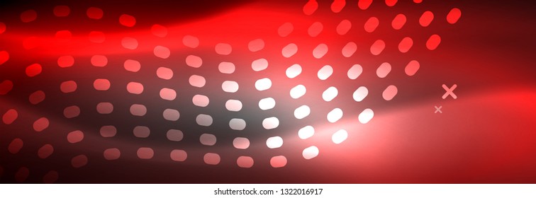 Glowing abstract wave on dark, shiny motion, Christmas and New Year magic space light. Vector techno abstract background