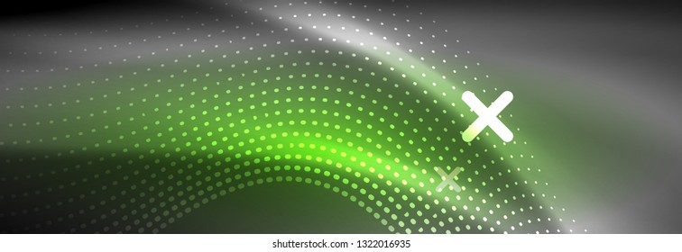 Brillante ola abstracta en movimiento oscuro y brillante, Navidad y Año Nuevo mágico luz espacial. Fondo abstracto Vector Techno