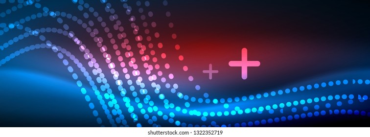 Ola abstracta brillante en movimiento oscuro y brillante, luz espacial mágica. Diseño de fondo abstracto de vector techno
