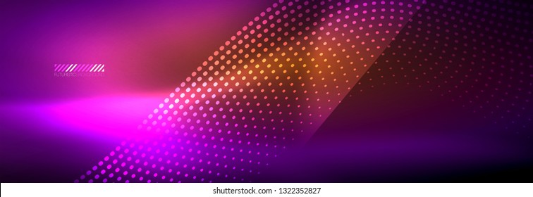 Glowing abstract wave on dark, shiny motion, magic space light. Vector techno abstract background design
