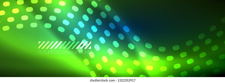 Glühende abstrakte Welle auf dunkler, glänzender Bewegung, zauberhaftes Raumlicht. Abstraktes Vektorgrafik-Hintergrunddesign