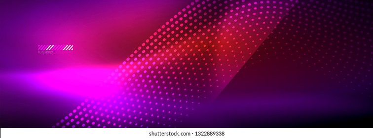 Glowing abstract wave on dark, shiny motion, magic space light. Vector techno abstract background design