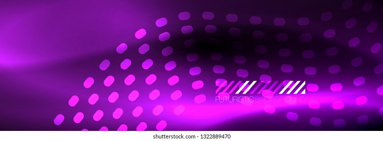 Glowing abstract wave on dark, shiny motion, Christmas and New Year magic space light. Vector techno abstract background