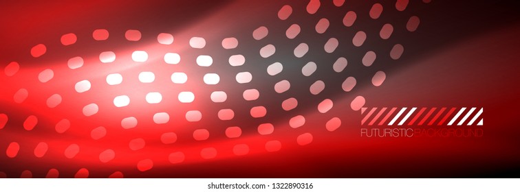 Glowing abstract wave on dark, shiny motion, Christmas and New Year magic space light. Vector techno abstract background