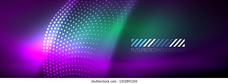 Ola abstracta brillante en movimiento oscuro y brillante, luz espacial mágica. Diseño de fondo abstracto de vector techno