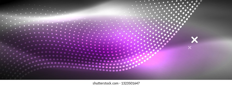 Abstrakte Welle mit dunkler, glänzender Bewegung, Weihnachten- und Neujahrsmagie. Abstrakter Vektorgrafik-Hintergrund