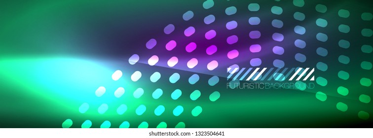 Glowing abstract wave on dark, shiny motion, magic space light. Vector techno abstract background design