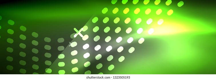 Glowing abstract wave on dark, shiny motion, Christmas and New Year magic space light. Vector techno abstract background