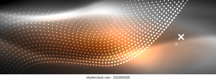 Brillante ola abstracta en movimiento oscuro y brillante, Navidad y Año Nuevo mágico luz espacial. Fondo abstracto Vector Techno