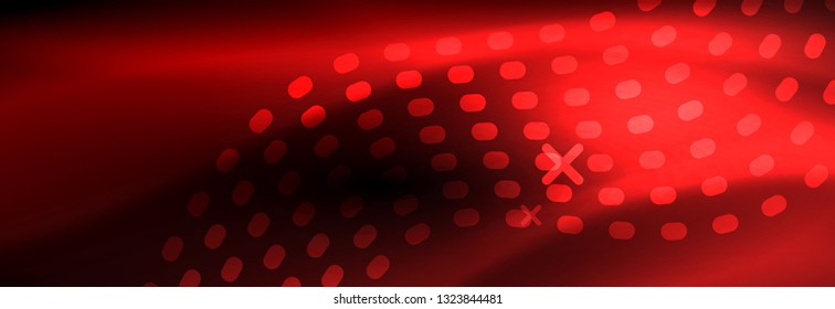 Glowing abstract wave on dark, shiny motion, Christmas and New Year magic space light. Vector techno abstract background