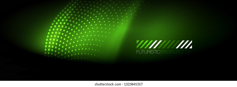 Brillante ola abstracta en movimiento oscuro y brillante, Navidad y Año Nuevo mágico luz espacial. Fondo abstracto Vector Techno