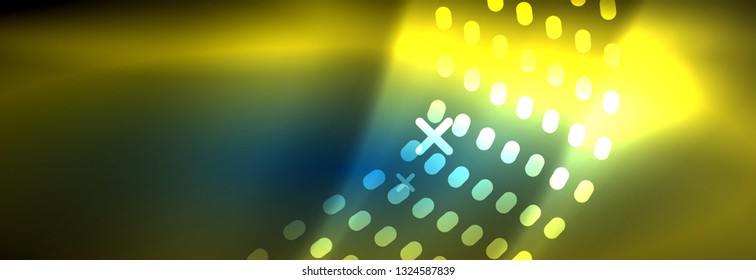 Glowing abstract wave on dark, shiny motion, magic space light. Vector techno abstract background design