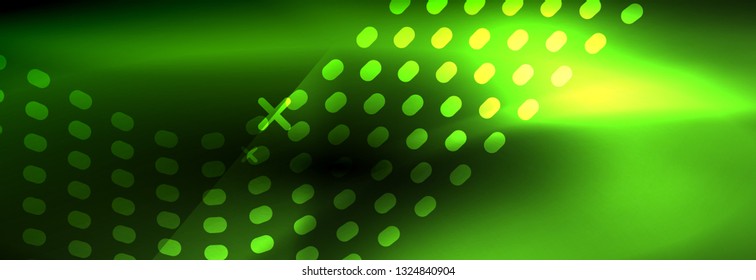 Glowing abstract wave on dark, shiny motion, Christmas and New Year magic space light. Vector techno abstract background