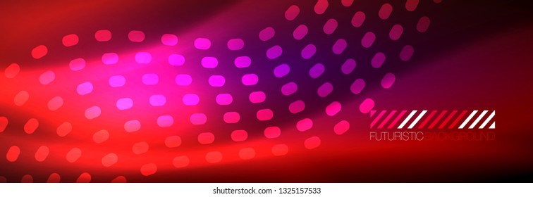 Glowing abstract wave on dark, shiny motion, magic space light. Vector techno abstract background design