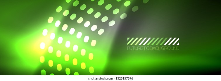 Glowing abstract wave on dark, shiny motion, Christmas and New Year magic space light. Vector techno abstract background