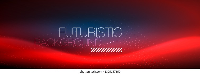 Ola abstracta brillante en movimiento oscuro y brillante, luz espacial mágica. Diseño de fondo abstracto de vector techno