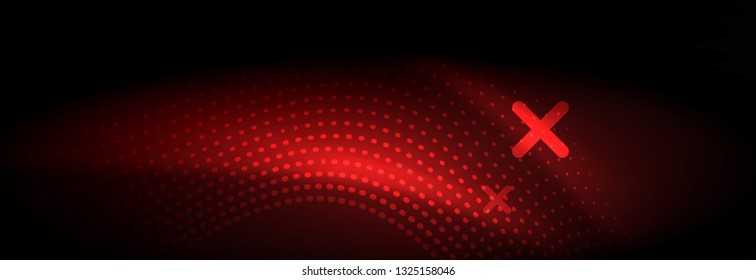 Glowing abstract wave on dark, shiny motion, Christmas and New Year magic space light. Vector techno abstract background