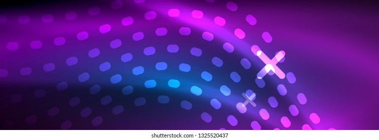 Ola abstracta brillante en movimiento oscuro y brillante, luz espacial mágica. Diseño de fondo abstracto de vector techno